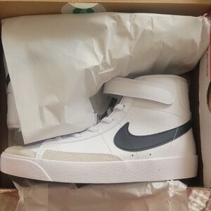 Nike Kids White and Black High-Top Sneakers